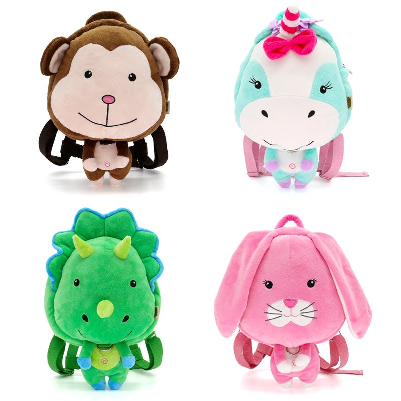 Cartoon Plush Girls' Cute Anti-Lost Bag Anti-Lost Bag Backpack Baby Kindergarten Schoolbag - Image 4