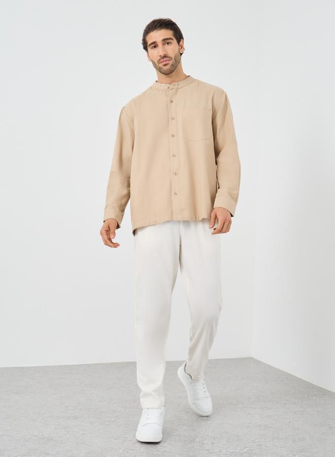 Styli Styli Mandarin Collar Relaxed Fit Shirt  - Image 2