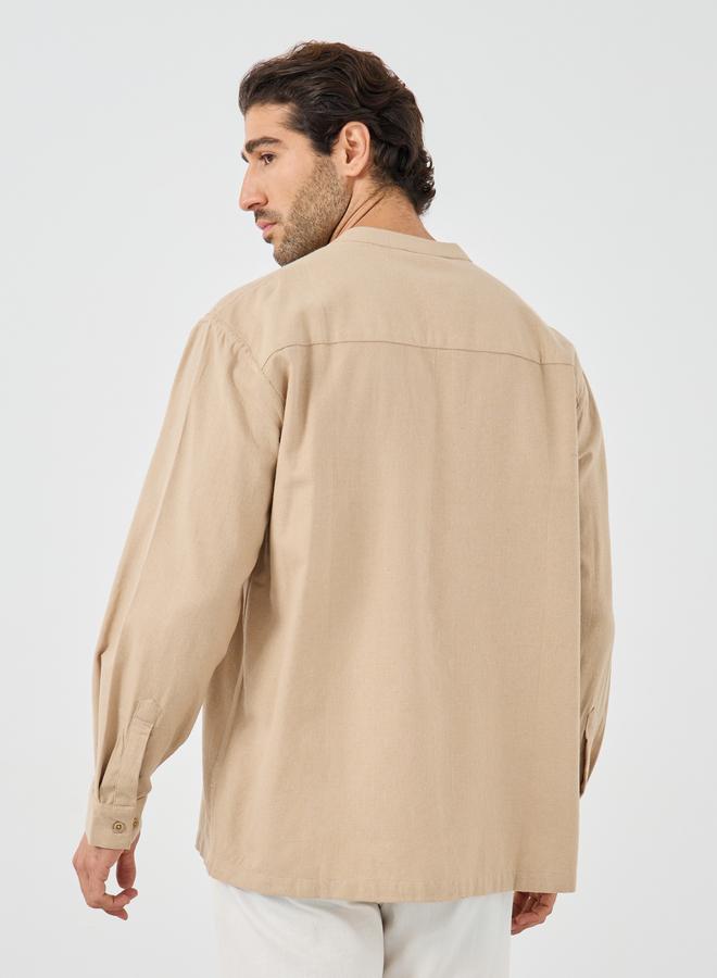 Styli Styli Mandarin Collar Relaxed Fit Shirt  - Image 4