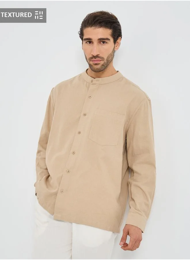 ستايلي Styli Mandarin Collar Relaxed Fit Shirt