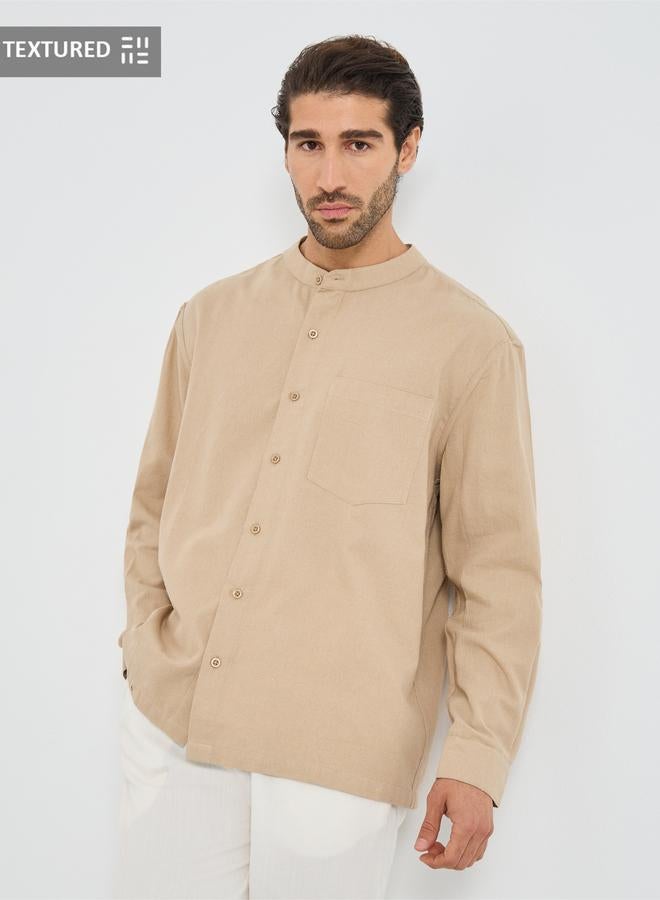 Styli Styli Mandarin Collar Relaxed Fit Shirt  - Image 1