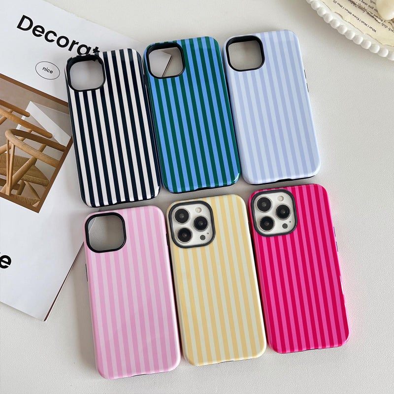 غطاء هاتف بنمط مخطط لـ iPhone 15 6.1 بوصة - وردي - Image 2