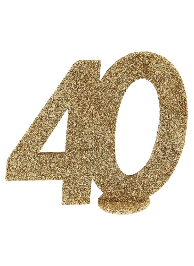 زينة عيد ميلاد الأربعين عامًا باللون الذهبي 10×11 سم