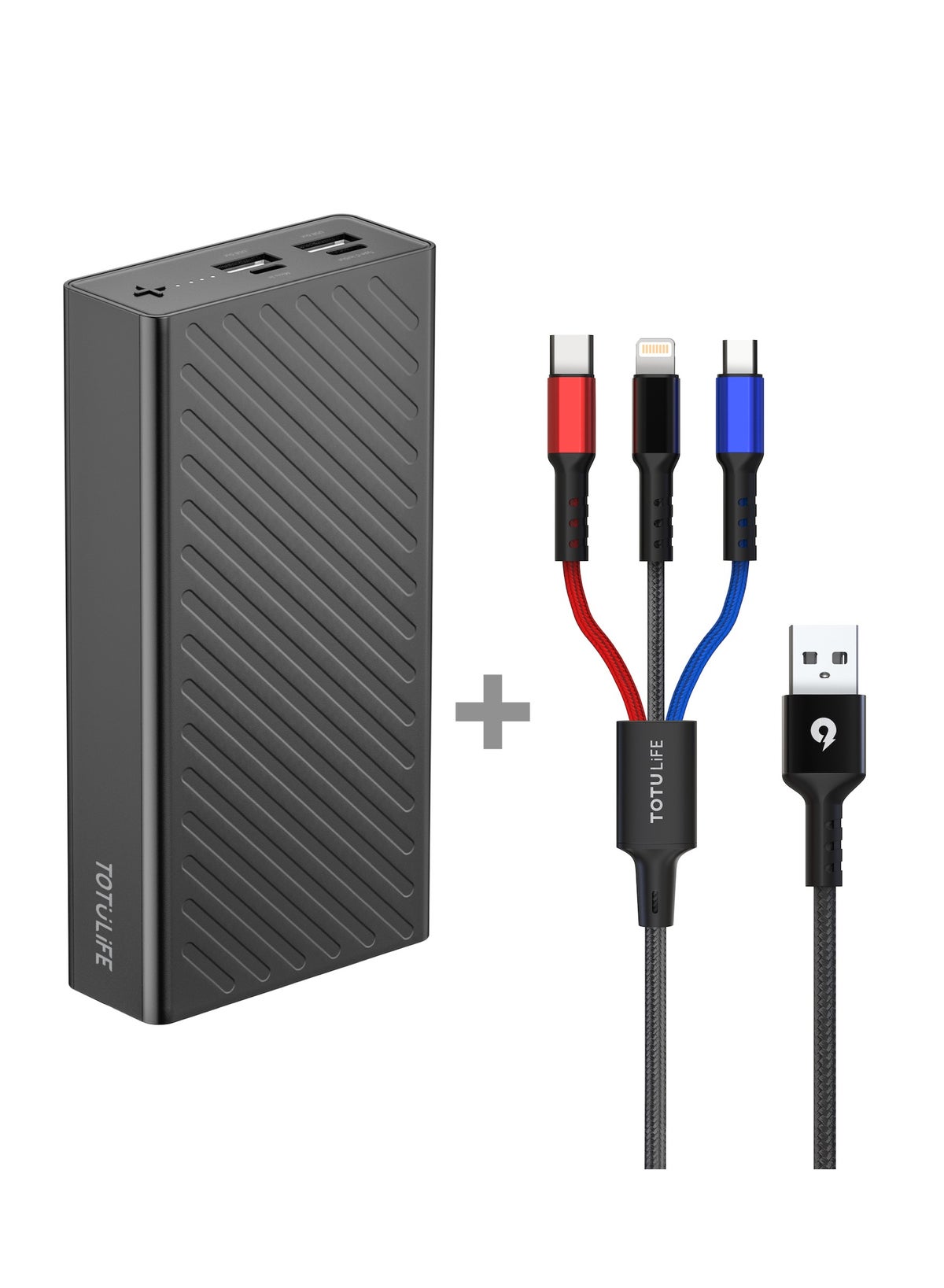 Totulife FAME Series Power Bank 20000mAh+3in1 Cable-Black Best