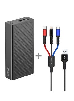 Totulife FAME Series Power Bank 20000mAh+3in1 Cable-Black  - Image 1