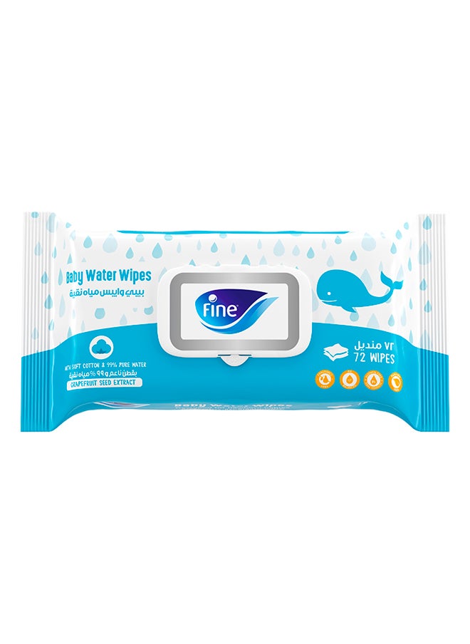 Fine Baby Water Baby Wipes 72 Wipes  - Image 1