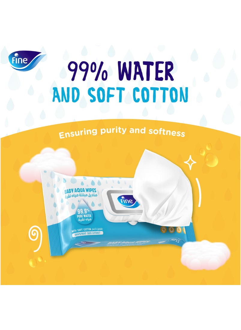 Fine Baby Aqua Wipes 99.9% Pure Water 72 Wipes  - Image 4