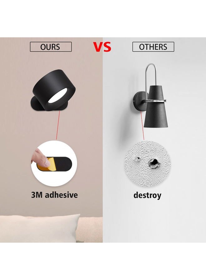Koopala LED Wall Mounted Reading Lights, Wall Sconces with USB Charging Port 3 Brightness Levels 1800mAH Battery Magnetic Ball 360°Rotation Dimmable Touch Control, Lamps for Kids Study Bedside Closet - Image 3