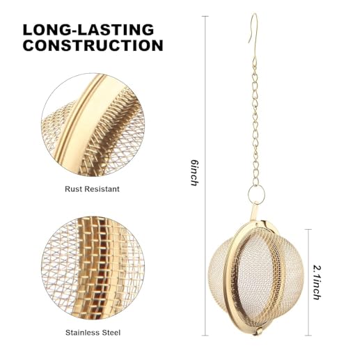 DHRUSIMI® Stainless Steel Tea Ball Strainer Mesh Infuser Filter Reusable Spice Filter Ball Herbs Infuser with Extended Chain Hook for Loose Leaf Tea & Spices Seasoning (Pack of 2, Medium) - Image 2