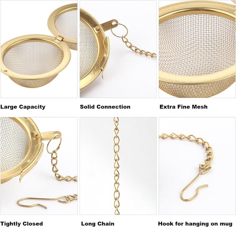 DHRUSIMI® Stainless Steel Tea Ball Strainer Mesh Infuser Filter Reusable Spice Filter Ball Herbs Infuser with Extended Chain Hook for Loose Leaf Tea & Spices Seasoning (Pack of 2, Medium) - Image 5