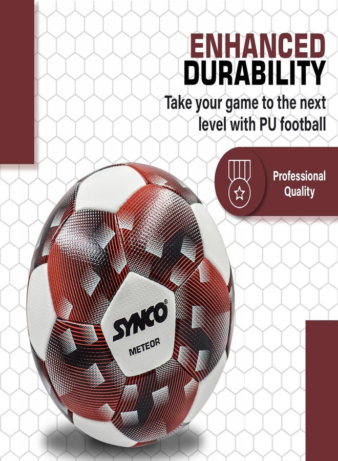 Synco Meteor Football Match Ball | FIFA Quality Pro Standard Ball | PU Textured 32 Panel Hand | Football for Professional Matches | Official Size- 5 - Image 3