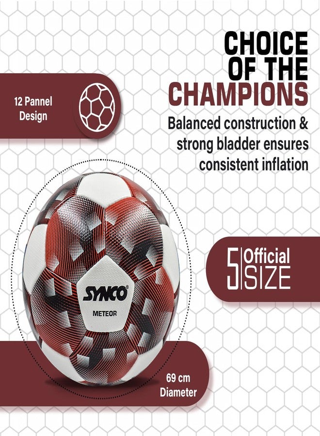 Synco Meteor Football Match Ball | FIFA Quality Pro Standard Ball | PU Textured 32 Panel Hand | Football for Professional Matches | Official Size- 5 - Image 5