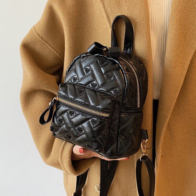 Japanese Backpack Women'S Bag 2022 Autumn New Fashionable Texture Rhombus College Student School Bag Travel Small Backpack - Image 2