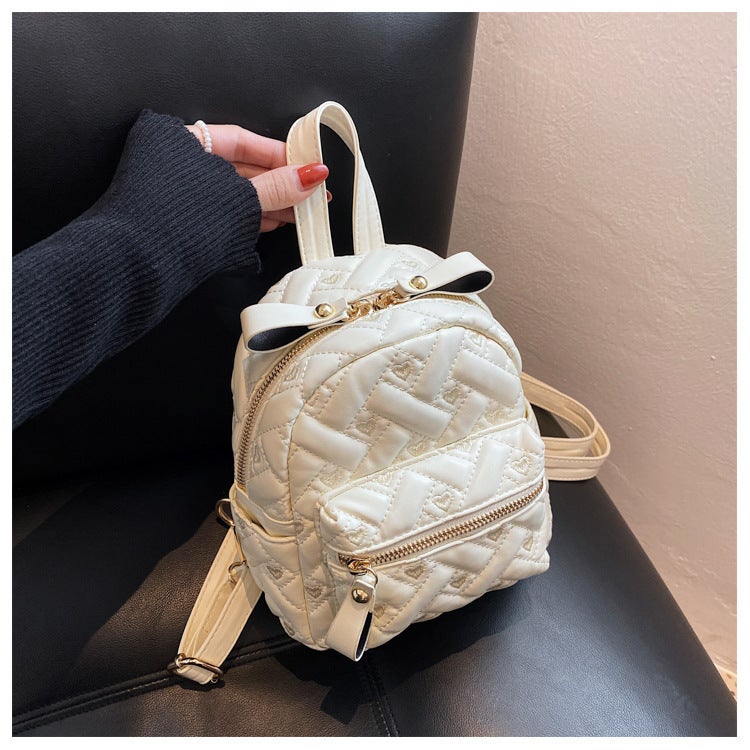 Japanese Backpack Women'S Bag 2022 Autumn New Fashionable Texture Rhombus College Student School Bag Travel Small Backpack - Image 4