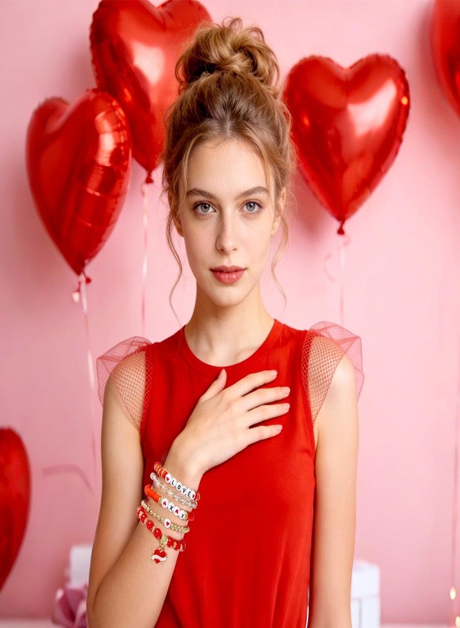 Ishua Valentines Gifts For Her - Stretchy Valentines Beaded Bracelets - Love Heart Valentine's Bracelet for Wife & Women - Nice for Valentine's Day, Dates & Anniversaries - Image 5