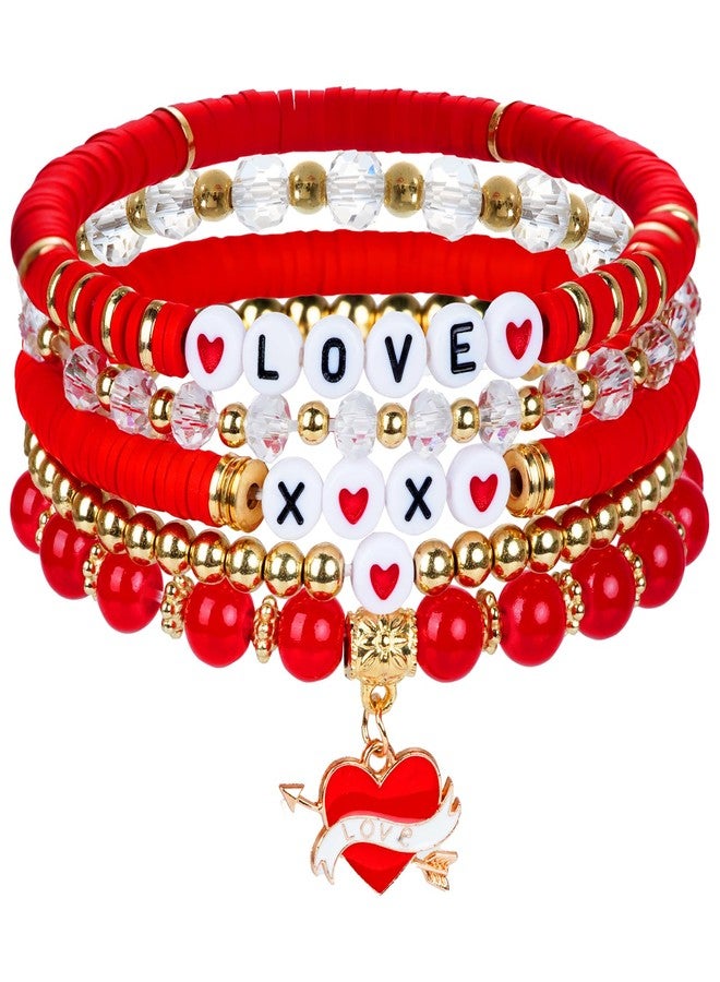 Ishua Valentines Gifts For Her - Stretchy Valentines Beaded Bracelets - Love Heart Valentine's Bracelet for Wife & Women - Nice for Valentine's Day, Dates & Anniversaries - Image 1