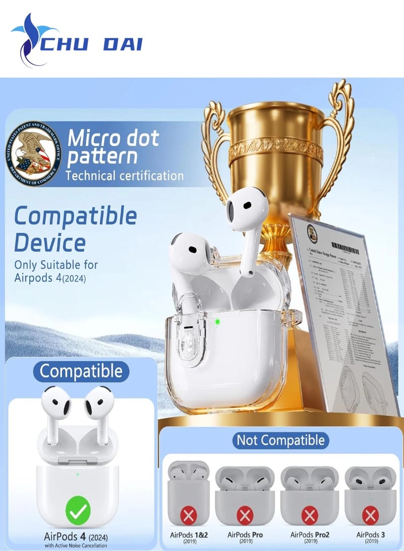 CHU DAI for Airpods 4 Case with Lock Clear Case,Compatible with Airpods 4 ,Soft TPU Anti-Yellowing Cases(Clear) - Image 2