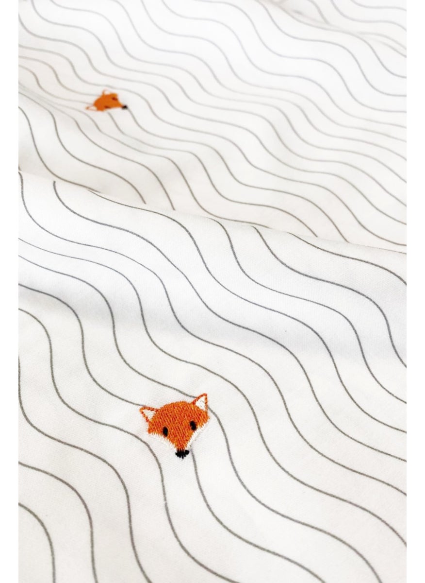 Casadora Baby Cool Fox 100% Cotton Satin, Embroidered Baby Duvet Cover Set  - Image 2