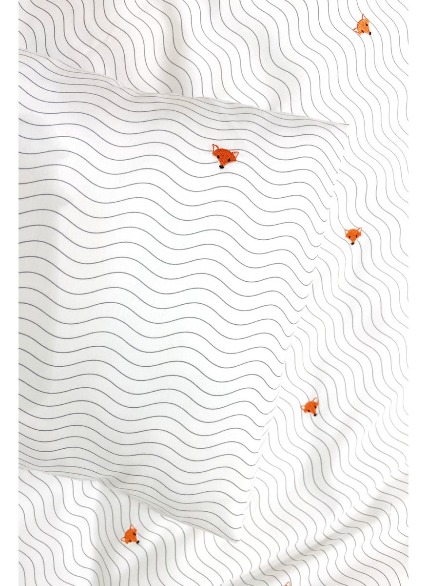 Casadora Baby Cool Fox 100% Cotton Satin, Embroidered Baby Duvet Cover Set  - Image 3
