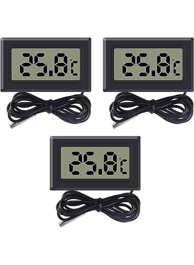 ECVV 3pcs Digital LCD Thermometer Temperature Monitor with External Probe for Fridge Freezer Refrigerator Aquarium - Image 1