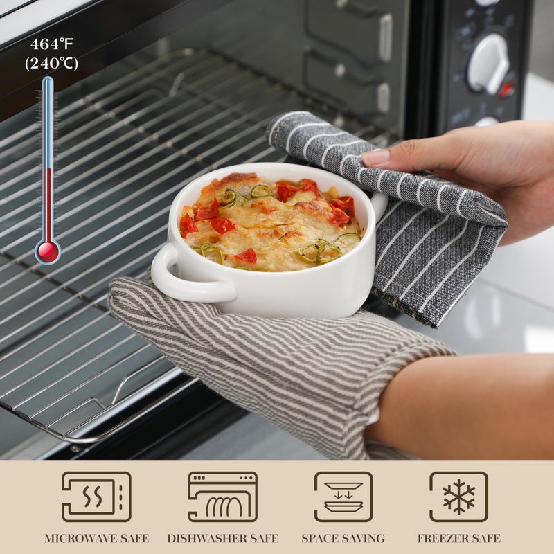 MALACASA Mini Cocotte Set - 14 OZ Small Casserole Dishes with Lids and Handles, Ceramic Mini Dutch Oven Set of 4, Small Baking Ramekins for Lasagna, SoufflÃ©, Oven, Microwave & Dishwasher Safe, Series BAKE.BAKE - Image 4