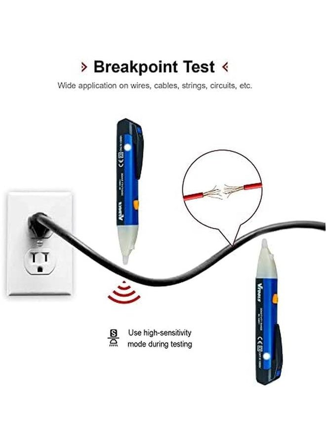 VTOOLS Intelligent Non Contact Voltage Tester With Led Light Batteries Not Included Ac 90V 1000V Blue Vt2124  - Image 3