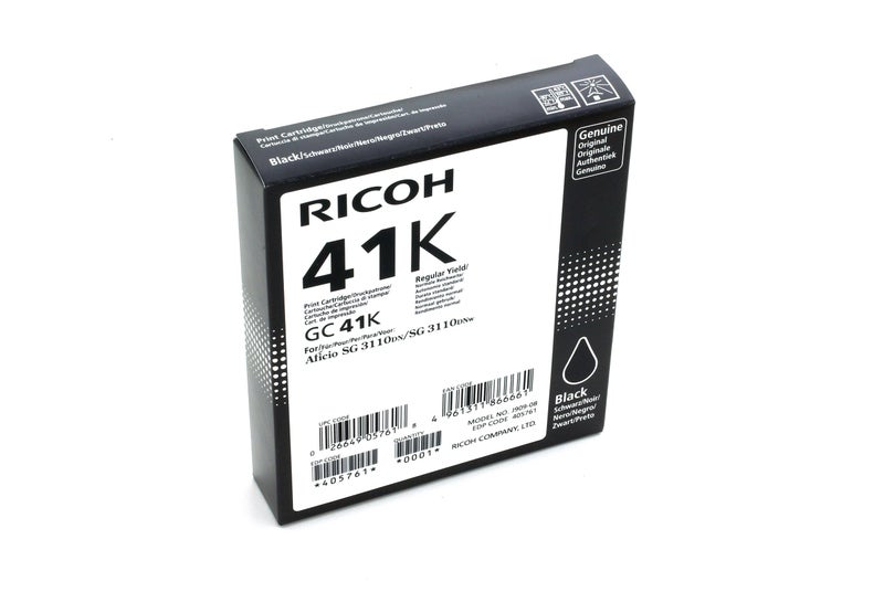 Ricoh 405761 Black Ink Print Cartridge Type GC 41K - Image 1