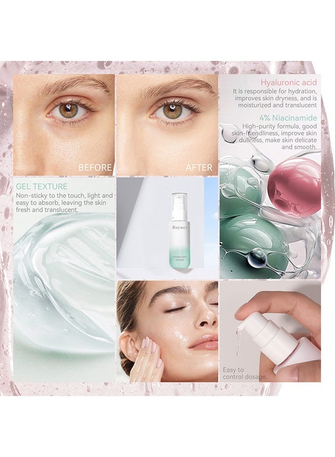 RoyueS Power-grip Primer, Long-Lasting Hydrating Face Primer, Evens Skin & Brightens, Moisturizes Primes, Primer Face Makeup, Soft-Focus Finish, Makeup Primer for Flawless Gel-Based, # Green - Image 3