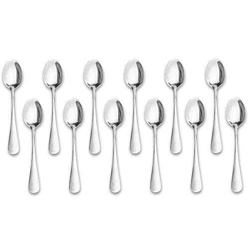 KUMOOM Demitasse Espresso Spoons,12-piece Mini Coffee Tiny Stainless Steel Spoons Bistro Small Spoons for Dessert, Tea, Appetizer(4.7Inch)… - Image 1