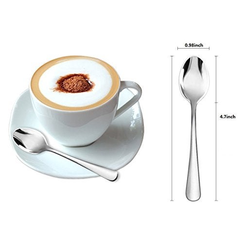 KUMOOM Demitasse Espresso Spoons,12-piece Mini Coffee Tiny Stainless Steel Spoons Bistro Small Spoons for Dessert, Tea, Appetizer(4.7Inch)… - Image 2