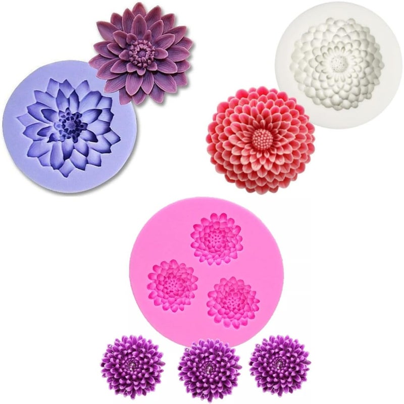 Skytail Skytail 3pc Rose Peony Flower Silicone Candle Moulds for Candle Making Soap Lotus Candle Mini Wax Melts Home Decoration 3D Different Size Flower Silicone Cake Mould Cookies Muffin Soap  - Image 1