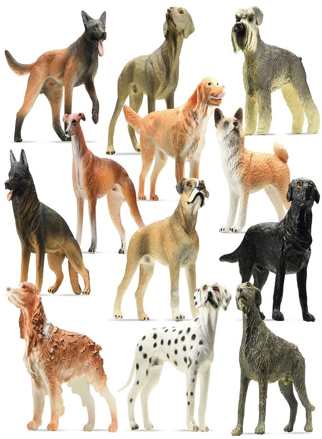 stargo Friendly Dog Figurines for Kids and Toddlers - Plastic Dogs Set of 12 Realistic Play Figures - Non-Toxic Cake Topper, Farm Animal Figurines, 3.5"x5", Age 3+ - Image 1