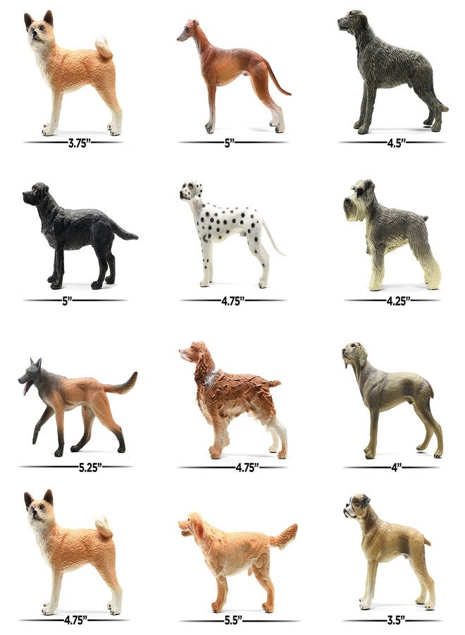 stargo Friendly Dog Figurines for Kids and Toddlers - Plastic Dogs Set of 12 Realistic Play Figures - Non-Toxic Cake Topper, Farm Animal Figurines, 3.5"x5", Age 3+ - Image 4