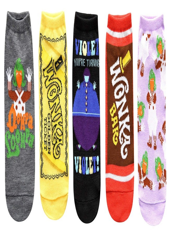 Hyp Willy Wonka and The Chocolate Factory Juniors/Womens 5 Pack Ankle Socks - Image 1