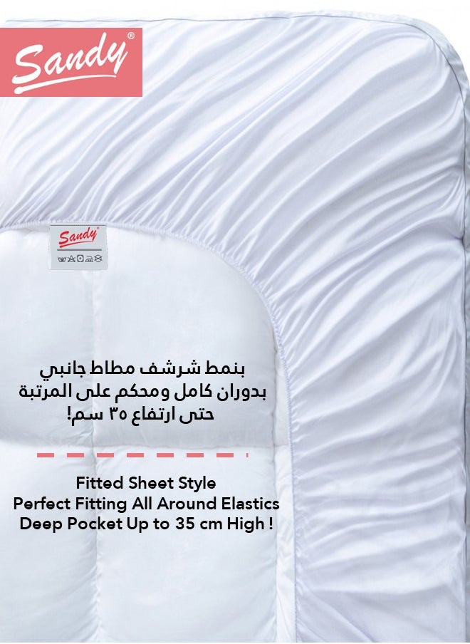 Sandy SANDY Soft Mattress Topper, Fitted Sheet Style Up to 35cm High, 100% Super Soft Microfiber Fabric, Soft & Thick Down Alternative Filling, (Twin Size: 100X200 cm + 10 cm Thickness, White Stripe)  - Image 4