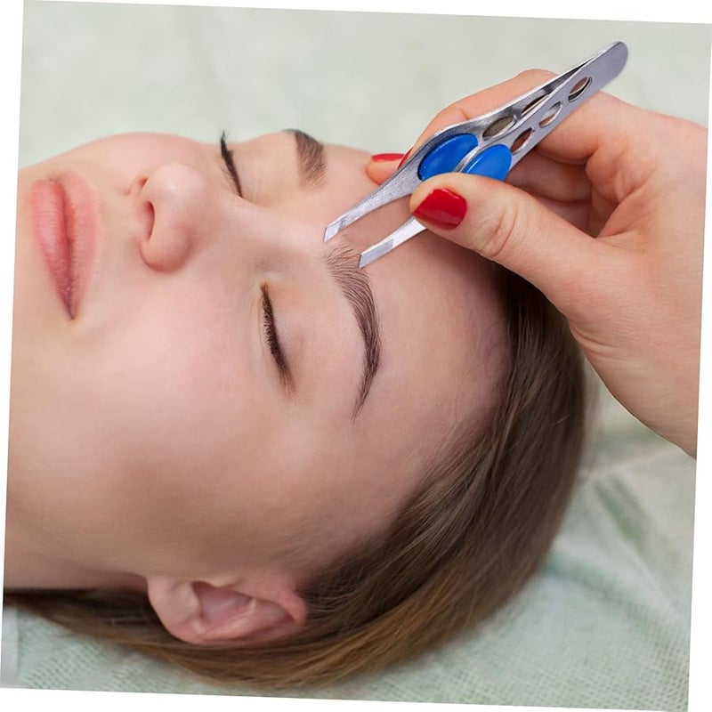 Stainless Steel Eyebrow Tweezers Set Of 4 With Elastic Grip For Precise Hair Removal - Image 4