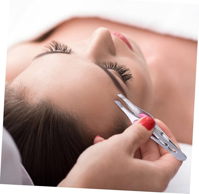 Stainless Steel Eyebrow Tweezers Set Of 4 With Elastic Grip For Precise Hair Removal - Image 5