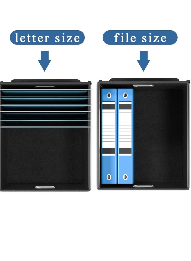 Bukela Portable File Organiser Box with Lid, Collapsible Linen Hanging Filing Storage Boxes with Plastic Slide, Decorative Home/Office Filing System for File and Folders Storage (Grey) - Image 2