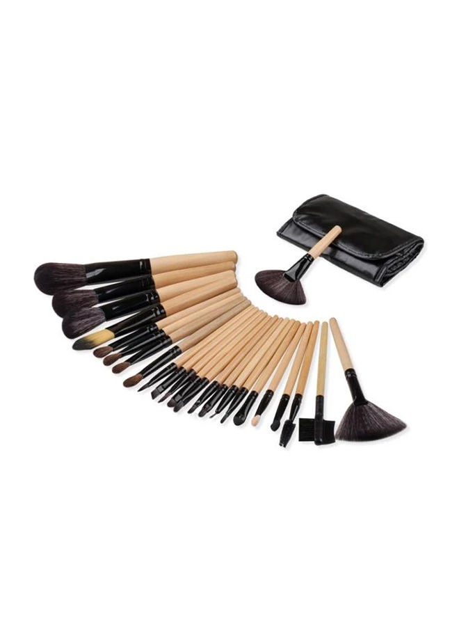 NIBEMINENT 24-Piece Professional Makeup Brush Set With Leather Bag Multicolour - Image 2