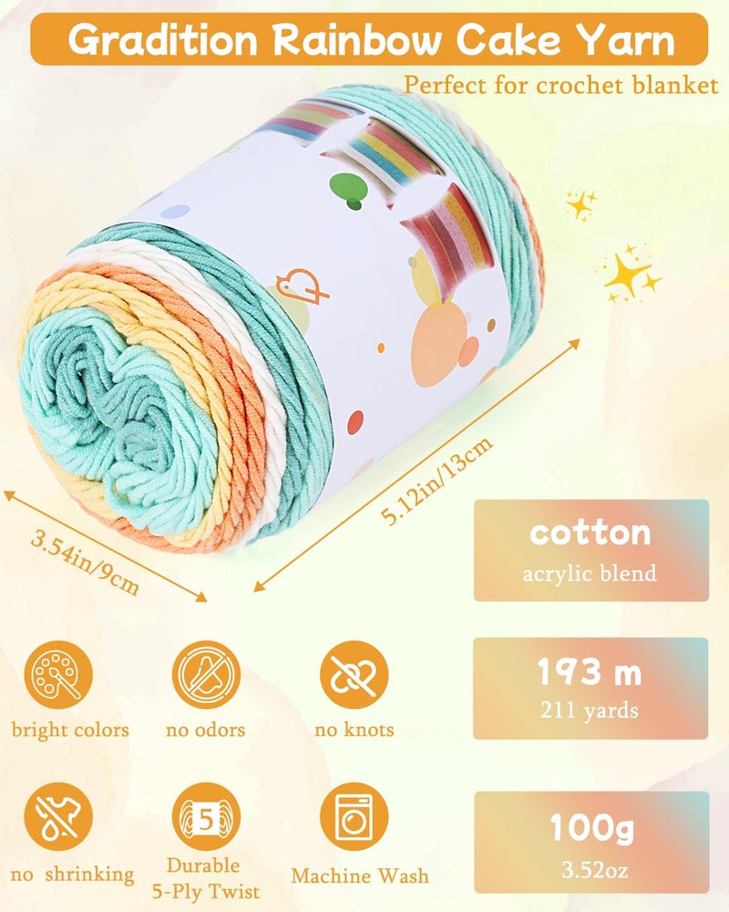 Aeelike Crochet Blanket Kit for Beginners-Rainbow Granny Squares Stripe Blanket, Complete Crochet Kit for Adults w Gradient Yarn & Instructions, Easy Learn to Knit for Beginners - Image 3