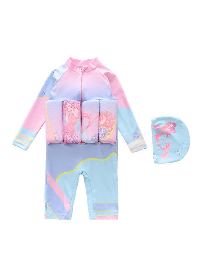 Loquat Children's Buoyancy Swimsuit Girls' One-Piece Baby Unicorn Mermaid Swimsuit Surfsuit Trendy Girls' Buoyancy Swimsuit-Color:D2391-22MZ Ocean Fairy- - Image 1
