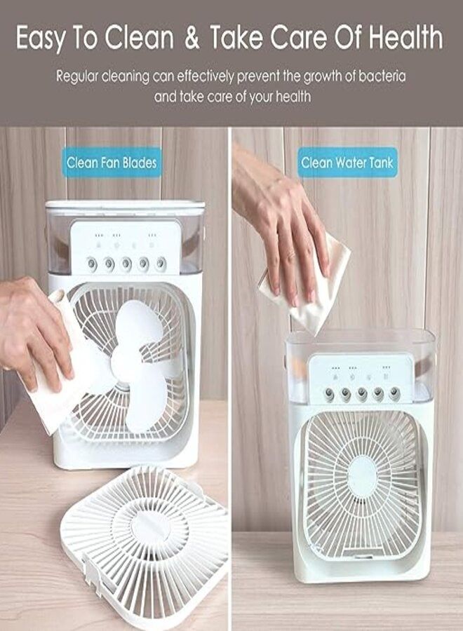 Portable Air Cooler Fan, Mini Evaporative Air Cooler with 7 Colors LED Light, 1/2/3 H Timer, 3 Wind Speeds and 3 Spray Modes for Office, Home, Reading Room, Travel - Image 5