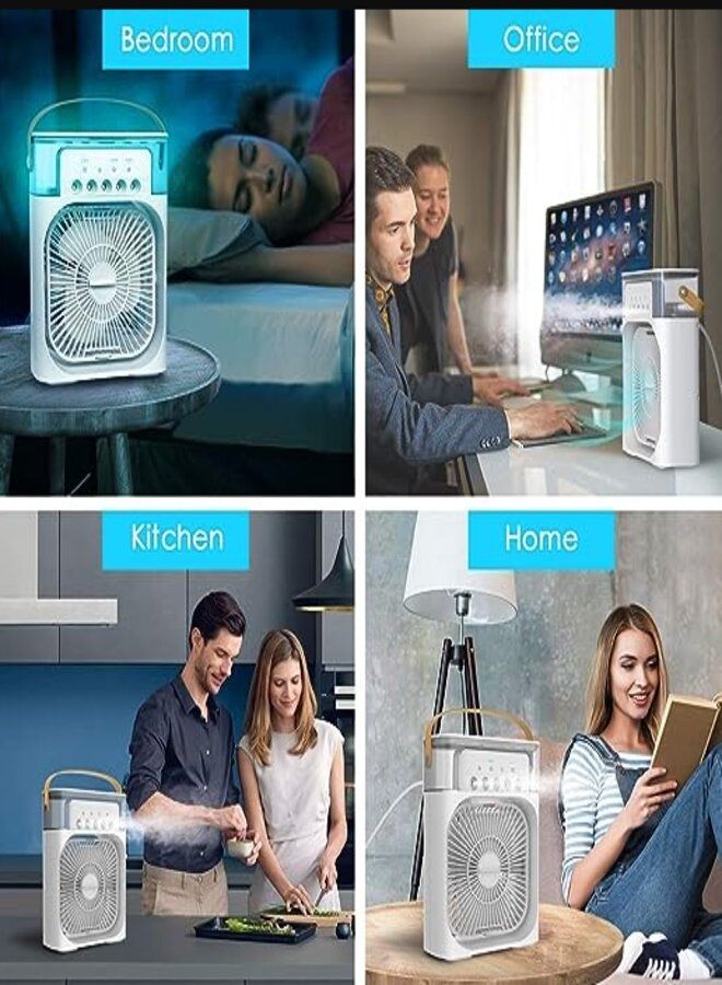 Portable Air Cooler Fan, Mini Evaporative Air Cooler with 7 Colors LED Light, 1/2/3 H Timer, 3 Wind Speeds and 3 Spray Modes for Office, Home, Reading Room, Travel - Image 3