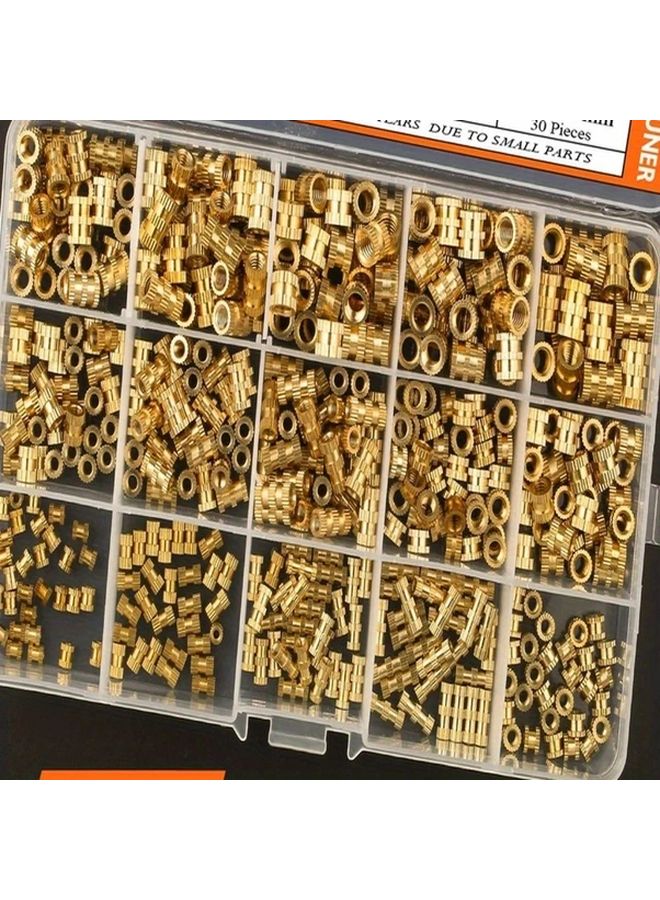 420pcs M2 M3 M4 M5 Brass Knurled Nuts Threaded Insert Embedment Assortment Kit Copper Color - Image 4
