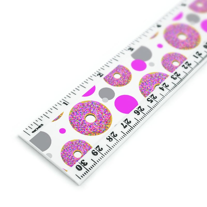 Pink Donut Sprinkles 12 Inch Standard and Metric Plastic Ruler