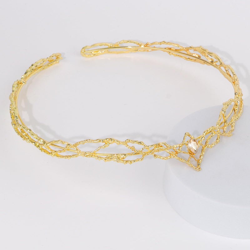 ANBALA Rhinestone Fairy Crown for Women Crystal Elf Crown Gold/Gold Circlet Costume Headwear for Men Renaissance Headpiece for Birthday Party Cosplay Halloween - Image 5