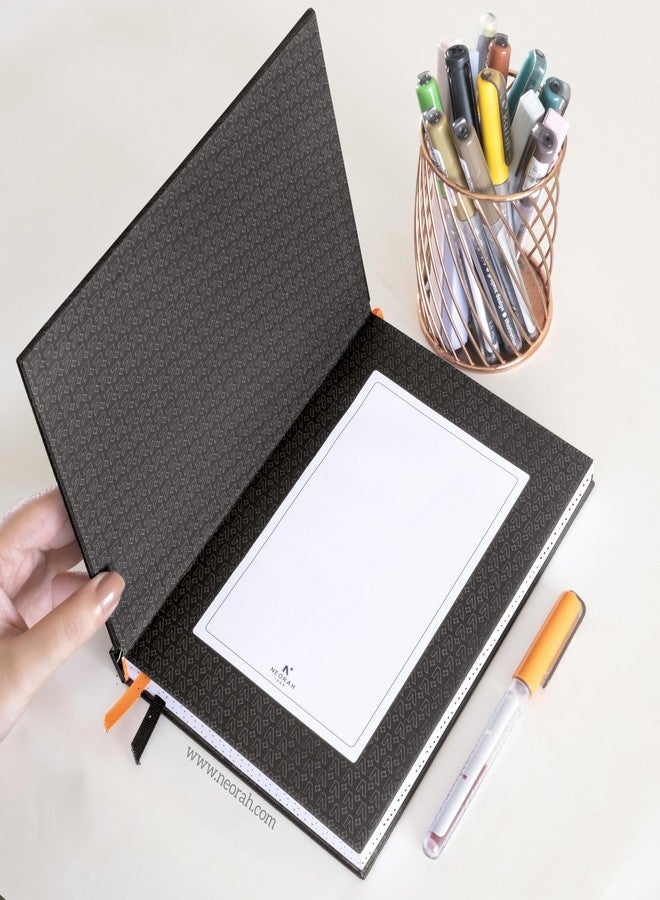NEORAH - A5 Basic Office Notebook | Ruled | 192 Pages | 100 GSM| (21 x 14.8 cm) Hardbound|Writing Journal|Perfect For Office Diary, Journaling, Writing & Note Taking | Completely Handmade - (BLACK) - Image 3