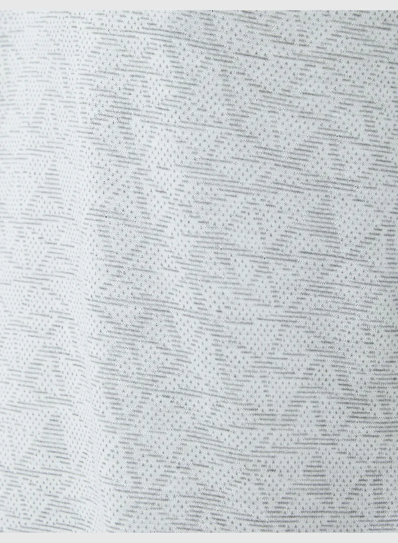 كوتون Polo Neck T-Shirt Geometric Printed Short Sleeve Slim Fit
