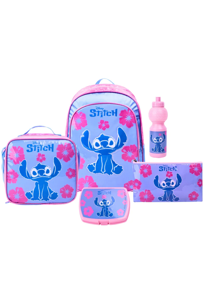 Disney Disney Stitch Fur Enough 5in1 Backpack Set I Backpack 16" I Lunch Bag I Water Bottle I Pencil Case I Lunch Box I Packaging