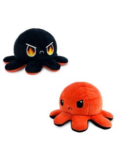 The Original Reversible Octopus Plushie ; Patented Design ; Angry Red + Rage Black ; Show Your Mood Without Saying A Word